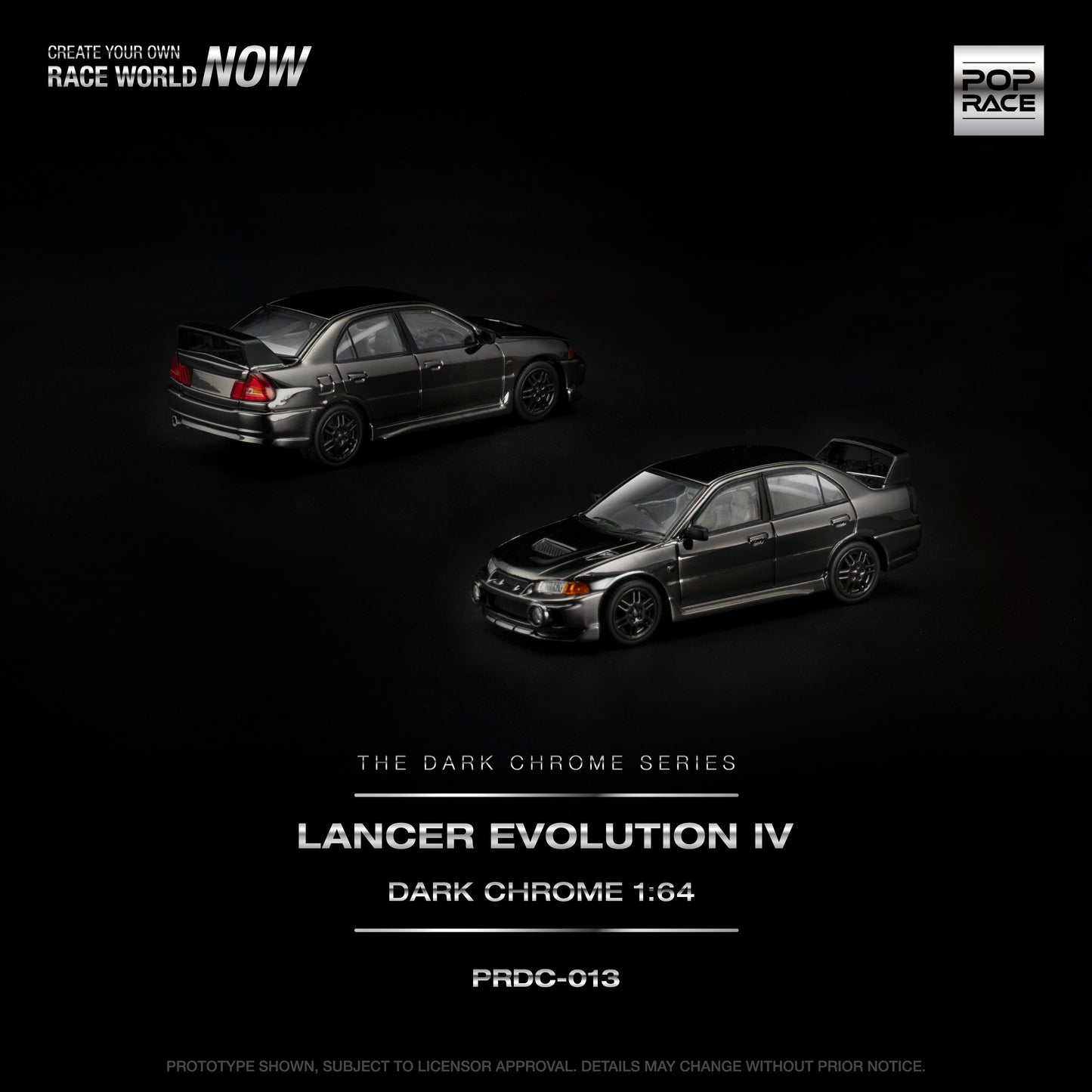 Pop Race - Pre-Order - Lancer Evolution IV, dark-chrome - PRDC013