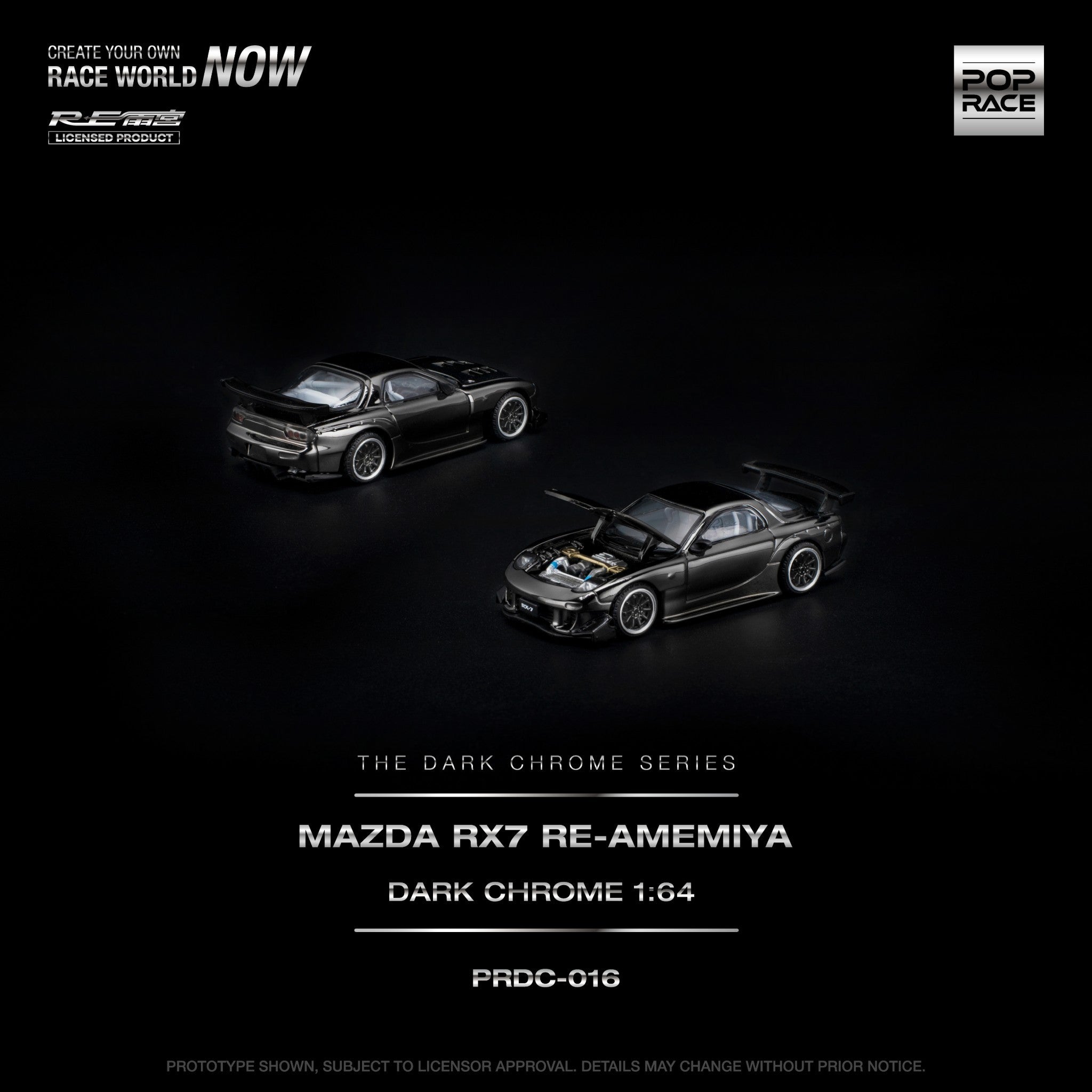 Pop Race - Pre-Order - Mazda RX7 Re-Amemixa, dark-chrome - PRDC-016