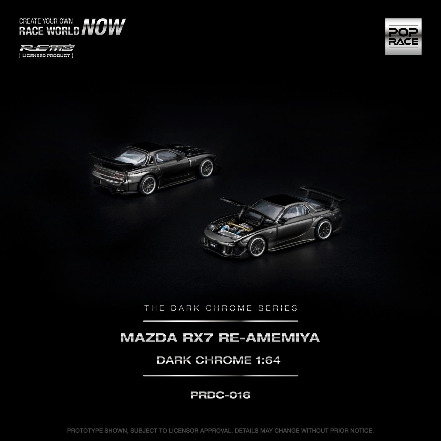 Pop Race - Pre-Order - Mazda RX7 Re-Amemixa, dark-chrome - PRDC-016