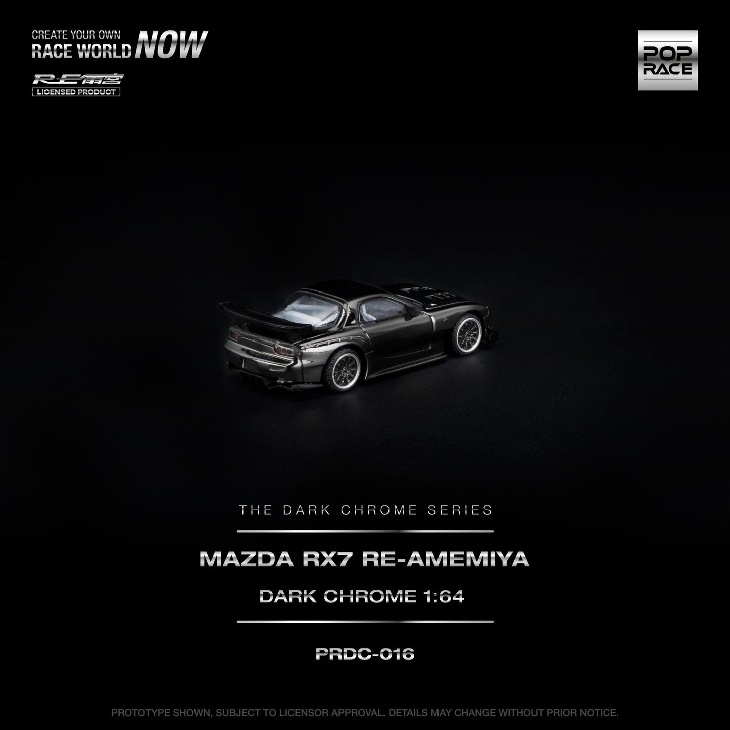 Pop Race - Pre-Order - Mazda RX7 Re-Amemixa, dark-chrome - PRDC-016