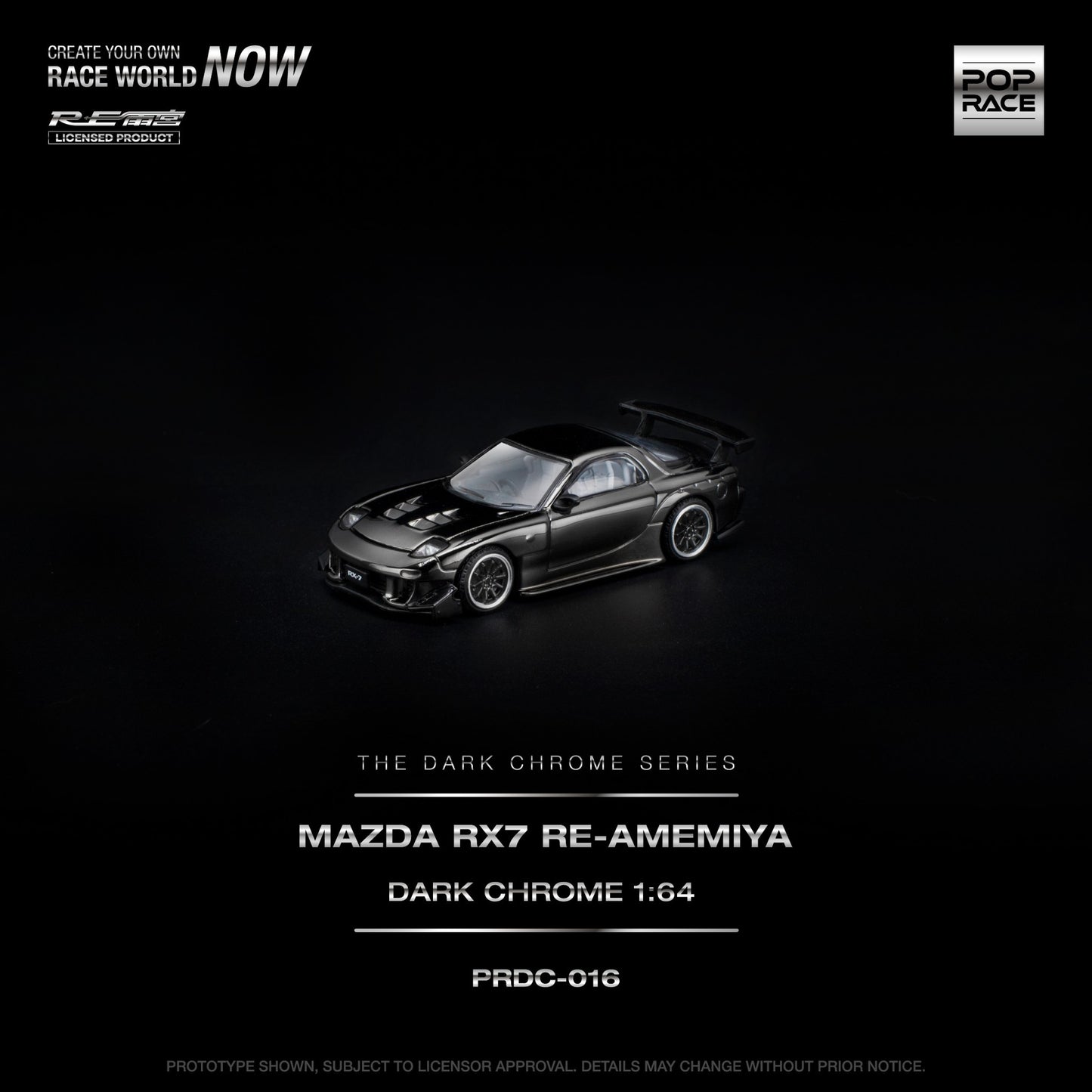 Pop Race - Pre-Order - Mazda RX7 Re-Amemixa, dark-chrome - PRDC-016