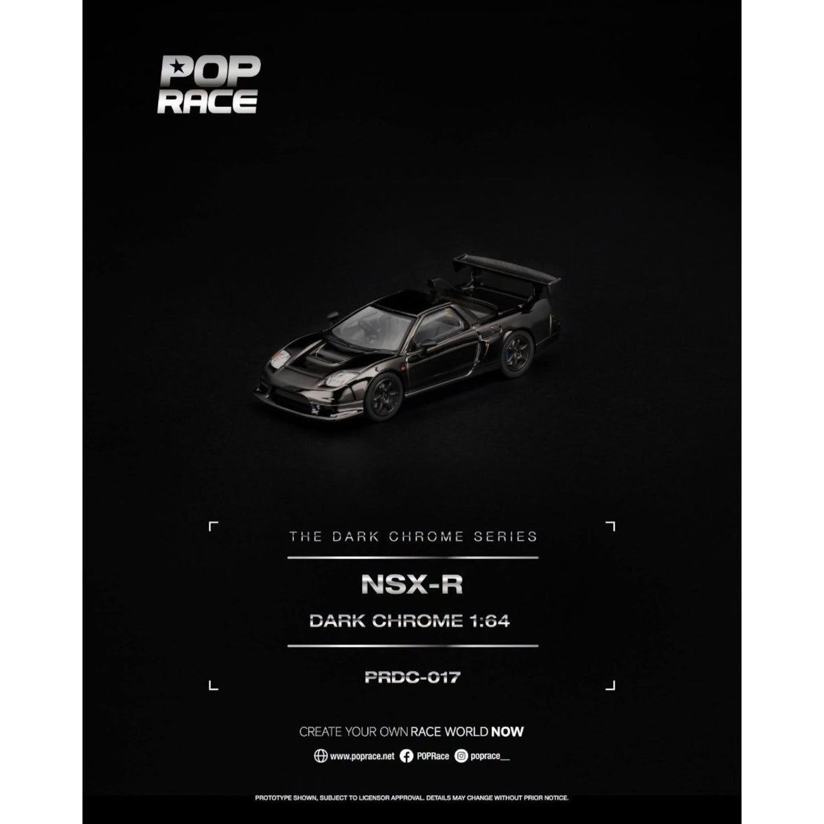Pop Race - Pre-Order - Honda NSX-R, dark-chrome - PRDC-017