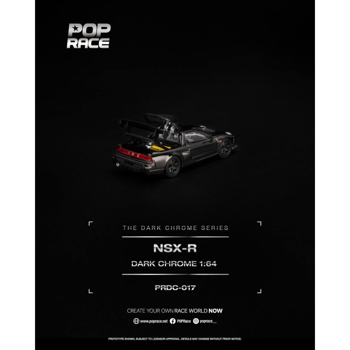 Pop Race - Pre-Order - Honda NSX-R, dark-chrome - PRDC-017