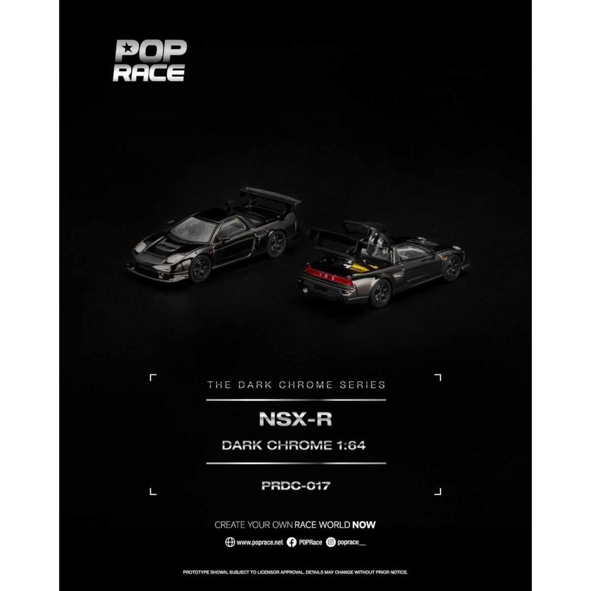 Pop Race - Pre-Order - Honda NSX-R, dark-chrome - PRDC-017