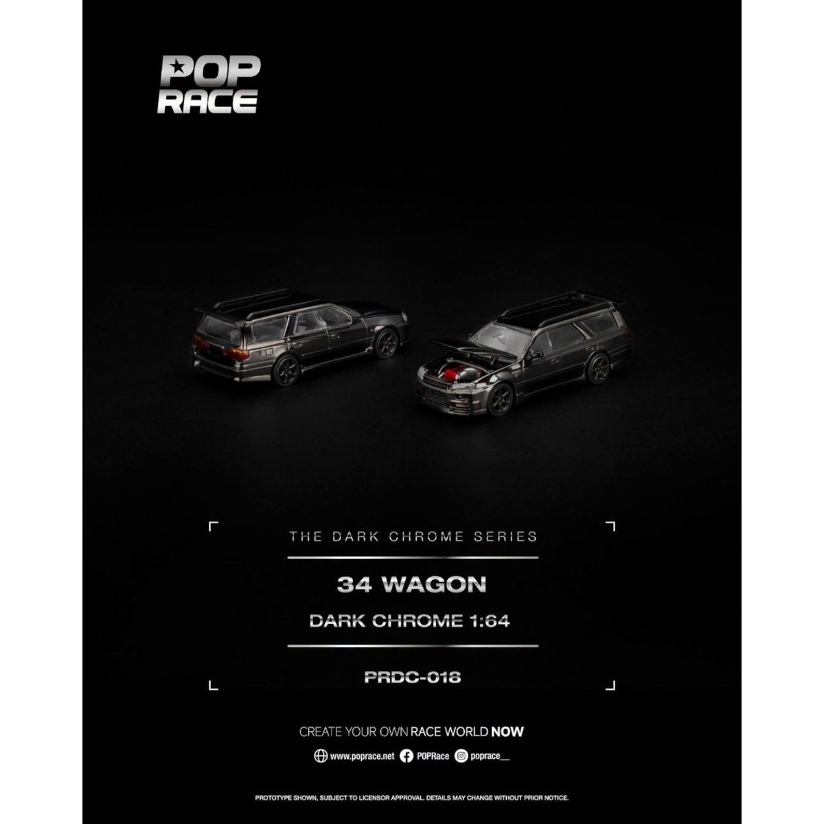 Pop Race - Pre-Order - Nissan R34 Wagon, dark-chrome - PRDC-018