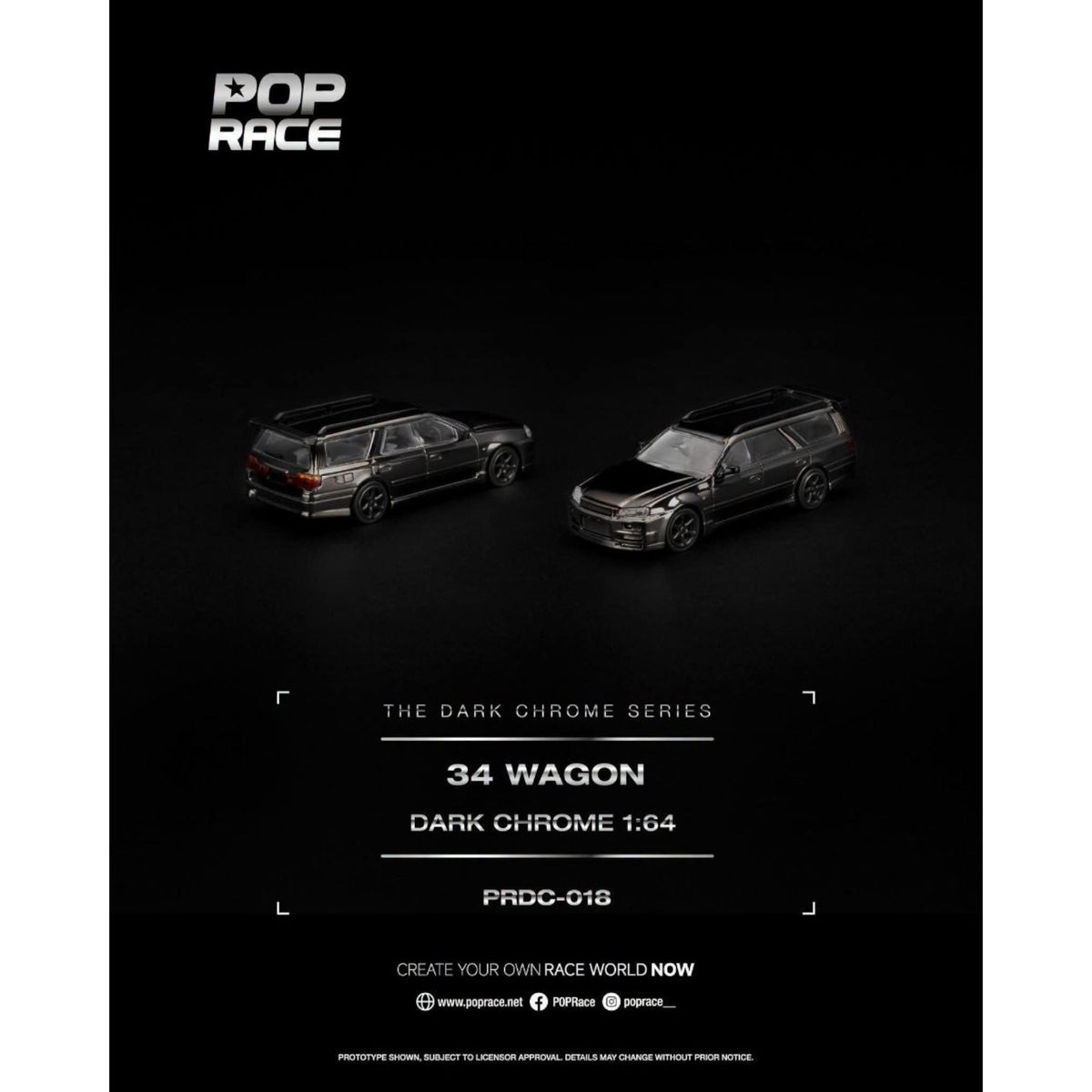Pop Race - Pre-Order - Nissan R34 Wagon, dark-chrome - PRDC-018