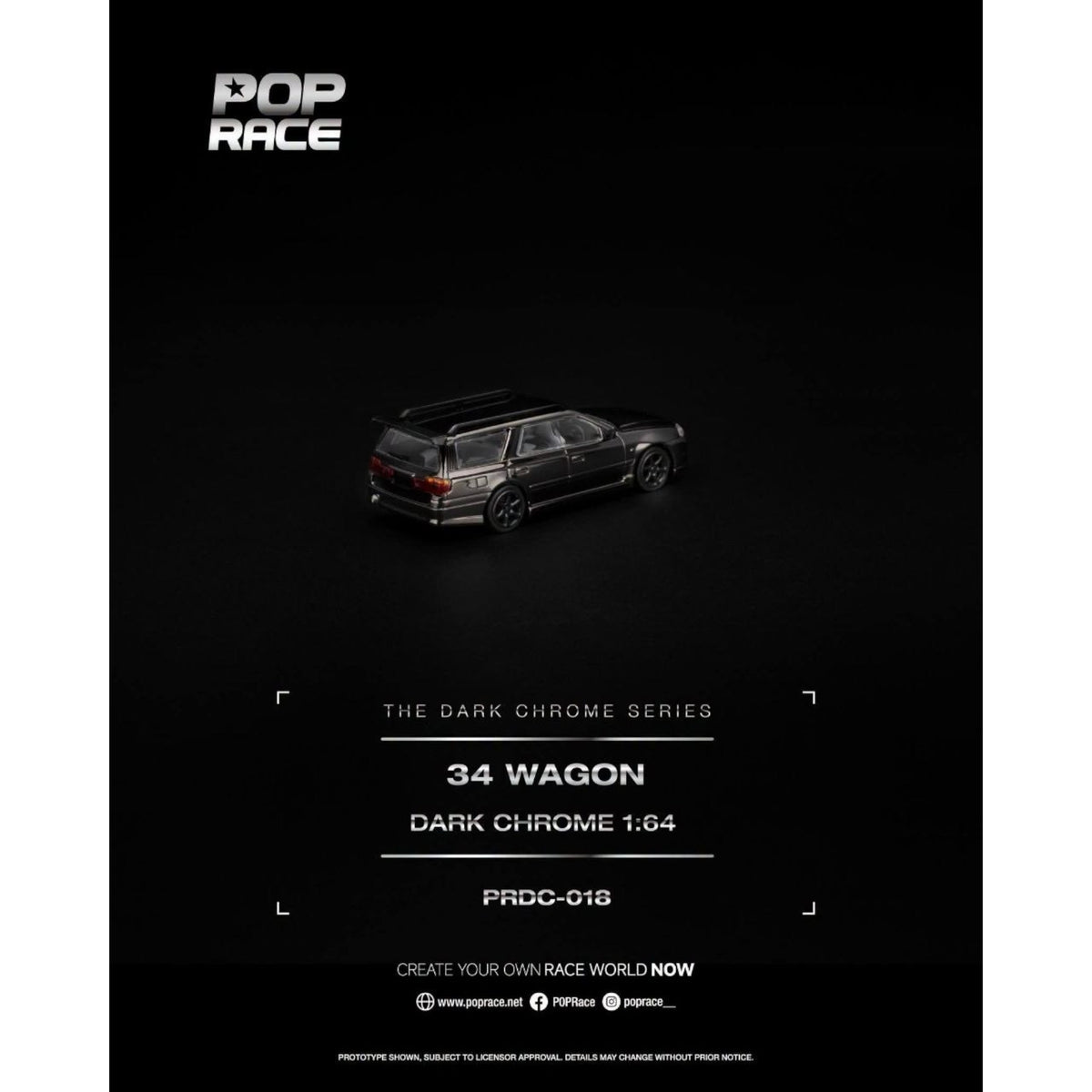 Pop Race - Pre-Order - Nissan R34 Wagon, dark-chrome - PRDC-018