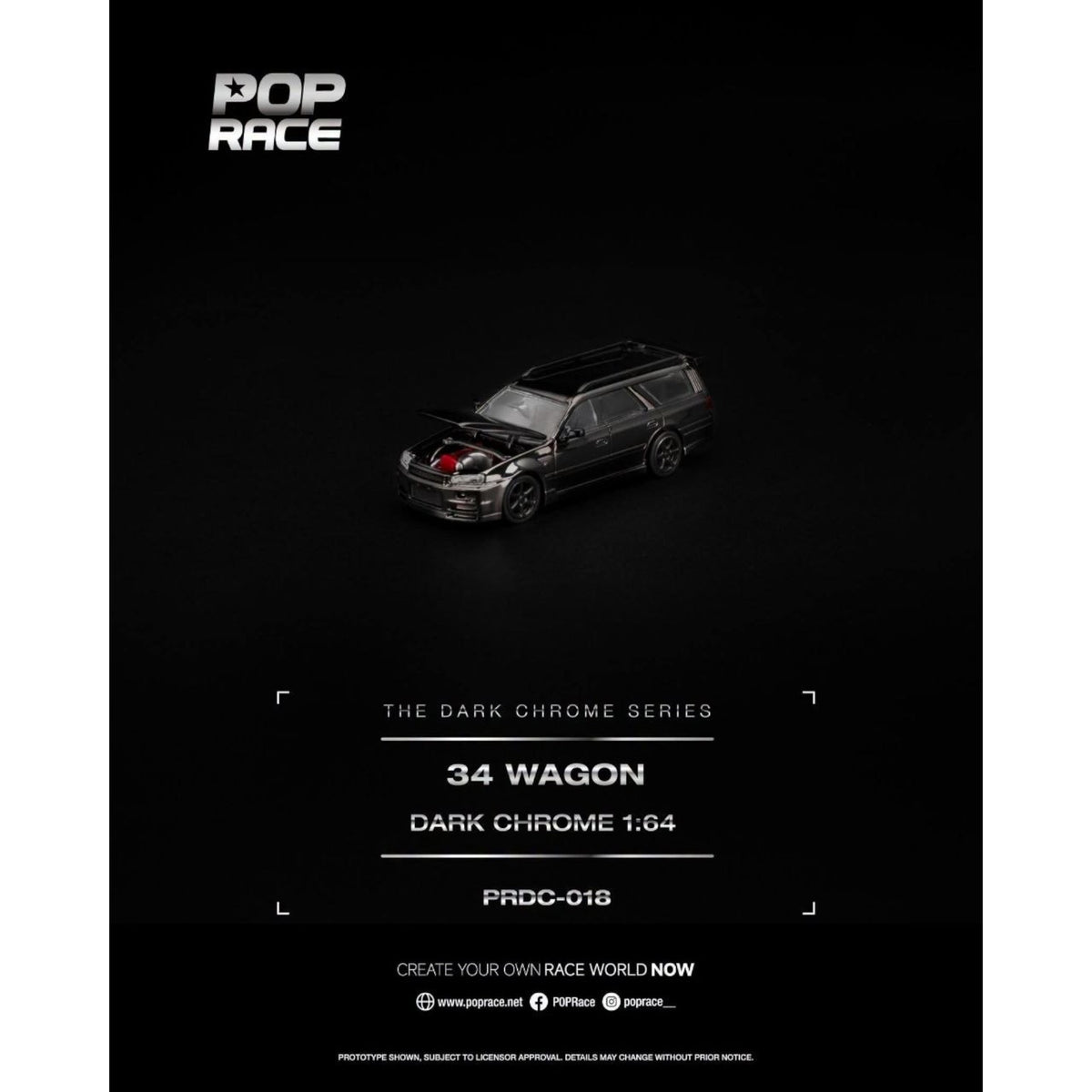 Pop Race - Pre-Order - Nissan R34 Wagon, dark-chrome - PRDC-018