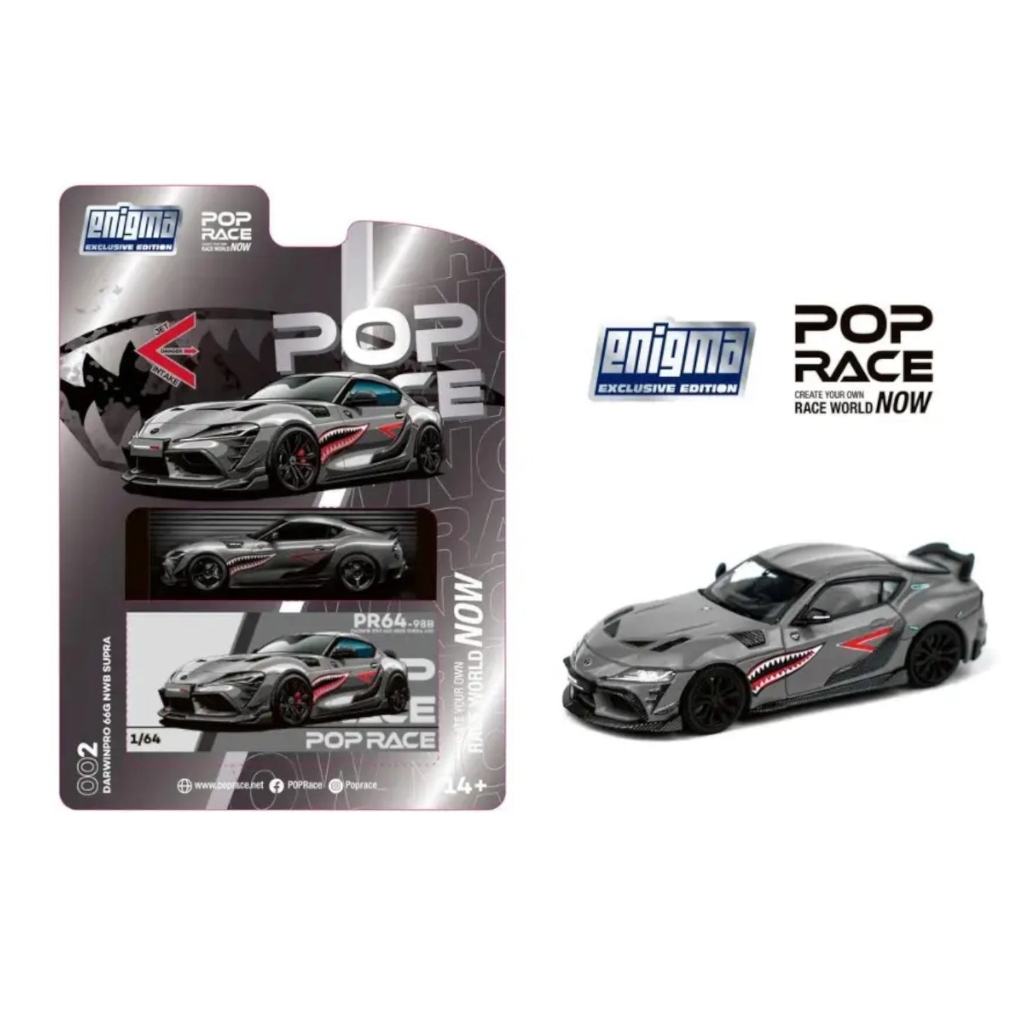 Pop Race x Enigma- Pre-Order - Darwin Pro 66G NWB Supra A90, grey metallic (Blister Pack) - PRE002