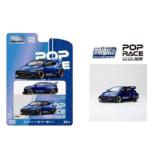 Pop Race x Enigma- Pre-Order - Pandem GR Yaris, metallic blue (Blister Pack) - PRE004