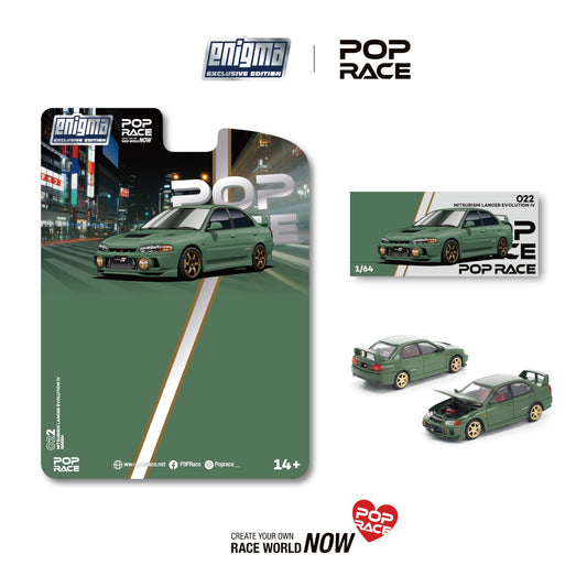 Pop Race x Enigma- Pre-Order - Mitsubishi Lancer Evolution IV, green - PRE022