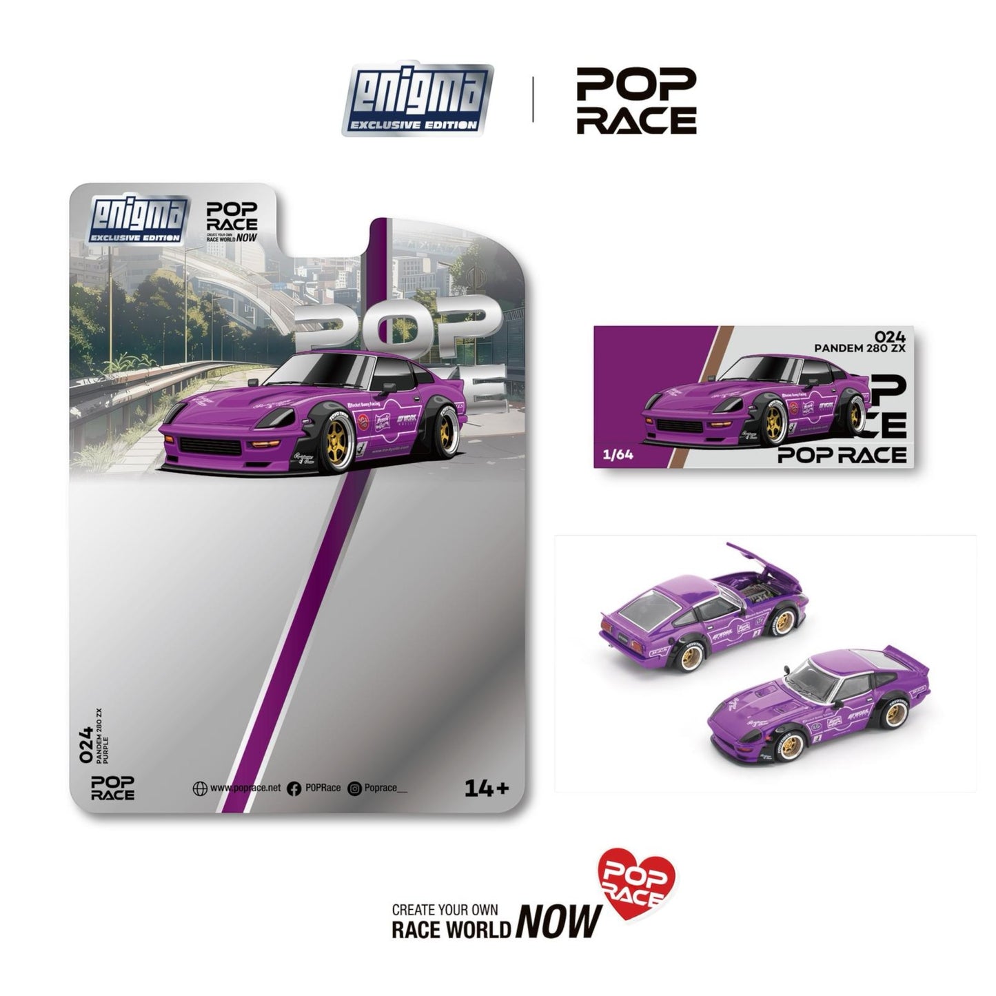 Pop Race x Enigma- Pre-Order - Pandem 280ZX Purple - PRE024