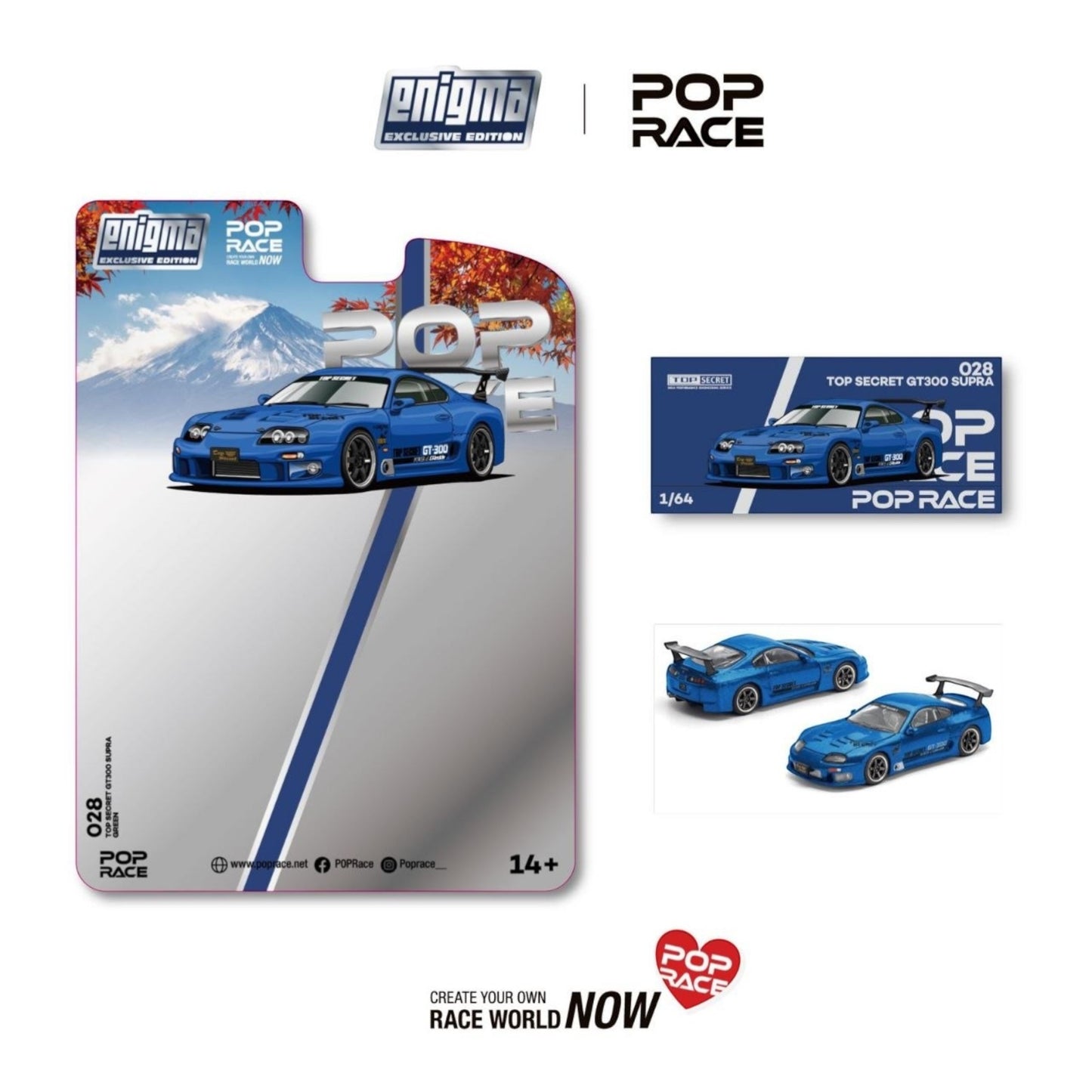 Pop Race x Enigma - Pre-Order - Top Secret GT300 Supra, blue - PRE028