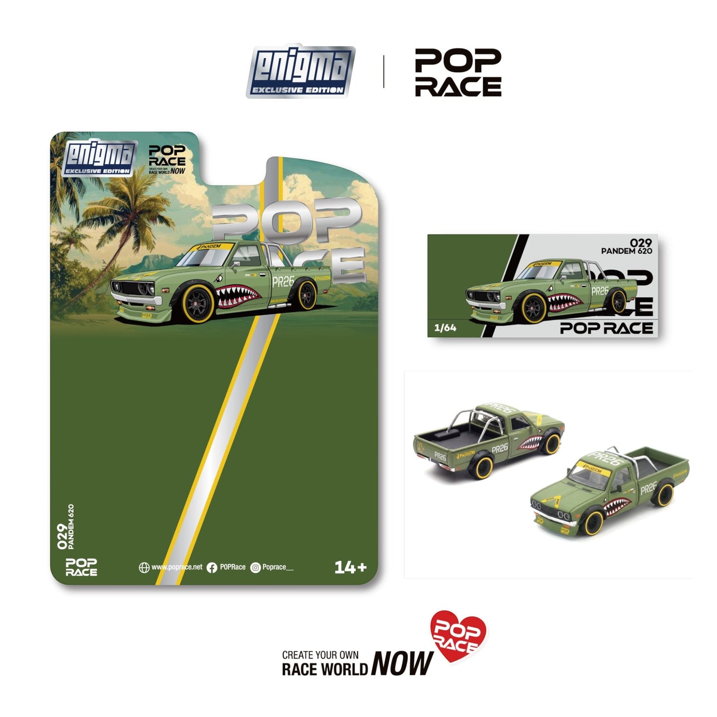 Pop Race x Enigma- Pre-Order - Pandem 620 - Fighter Green - PRE029