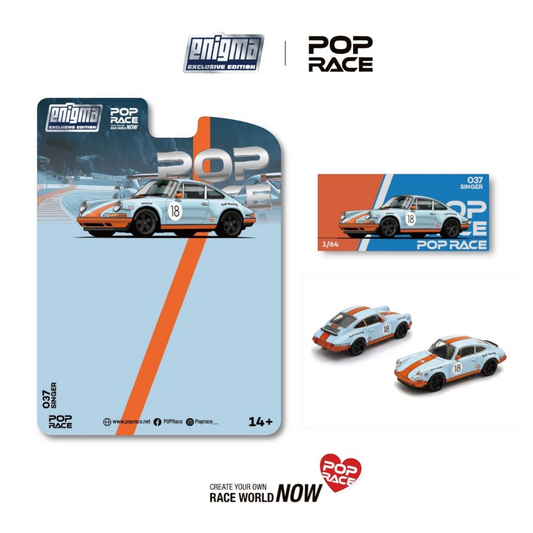 Pop Race x Enigma- Pre-Order - Singer Racing #18, orange/blue - PRE037