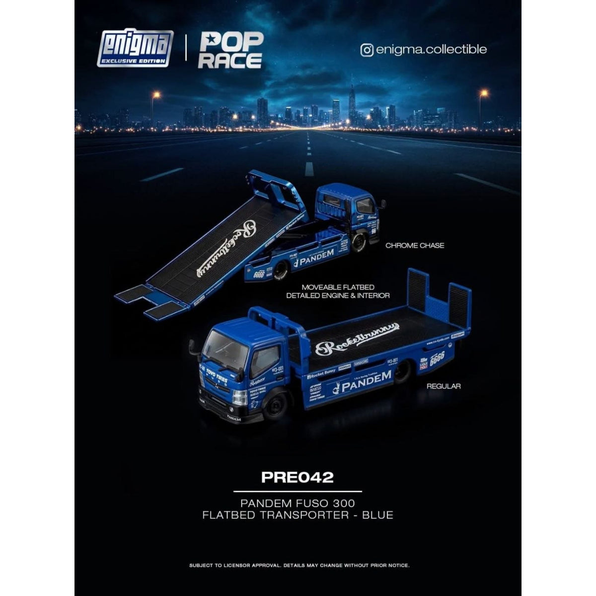 Pop Race x Enigma- Pre-Order - Pandem Fuso 300 Flatbed Transporter, blue - PRE042
