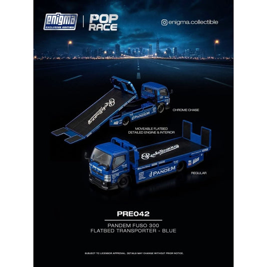 Pop Race x Enigma- Pre-Order - Pandem Fuso 300 Flatbed Transporter, blue - PRE042