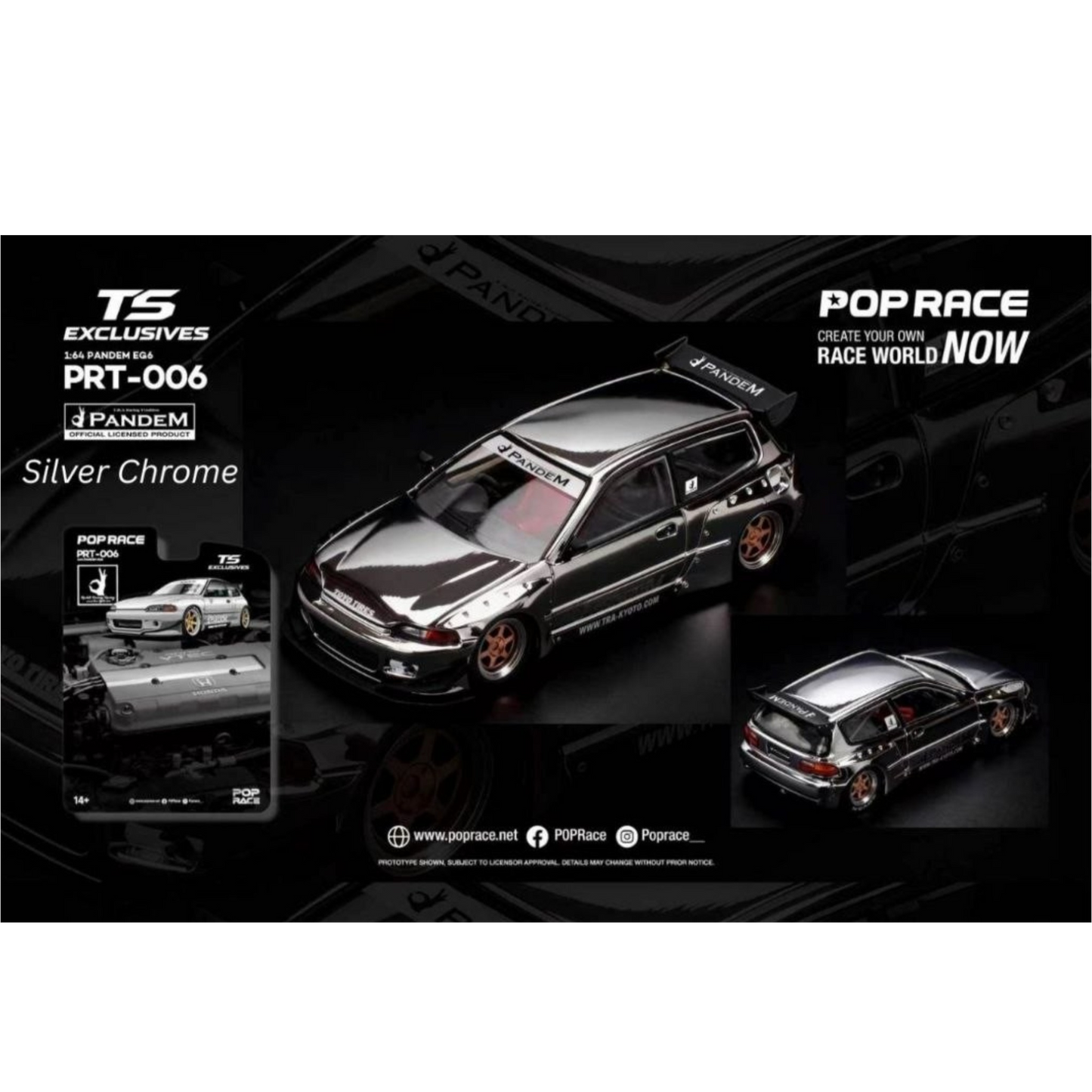 Pop Race x Tokyo Station - Pre-Order - Pandem EG6, silver-chrome - PRT006