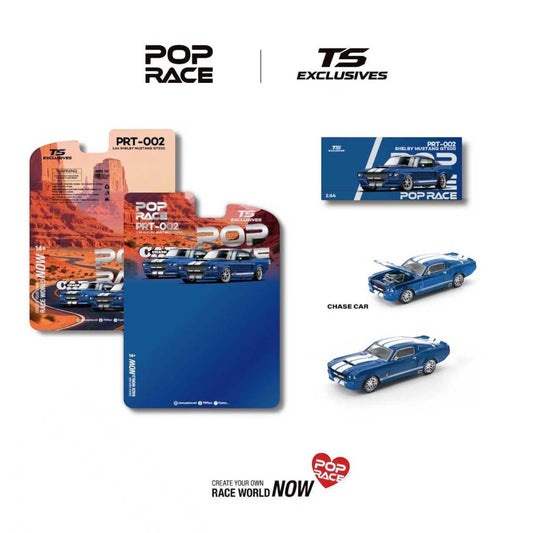 Pop Race x Tokyo Station - Pre-Order - SHELBY MUSTANG GT500, Blue with White Stripes - PRT002