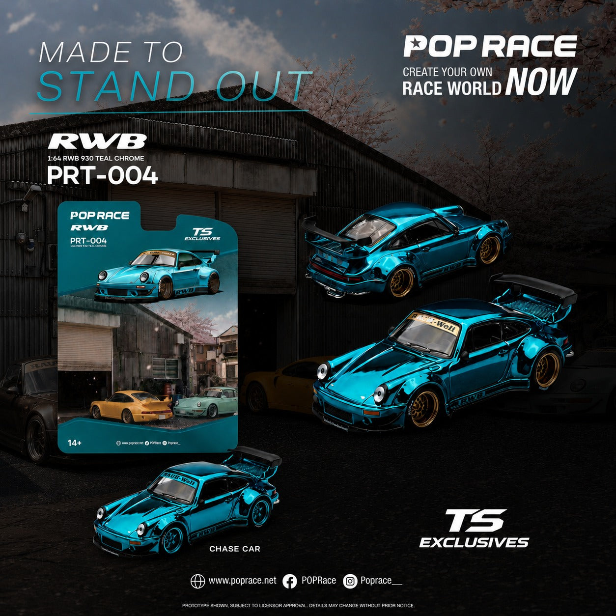 Pop Race x Tokyo Station - Pre-Order - RWB 930 TEAL CHROME - PRT004