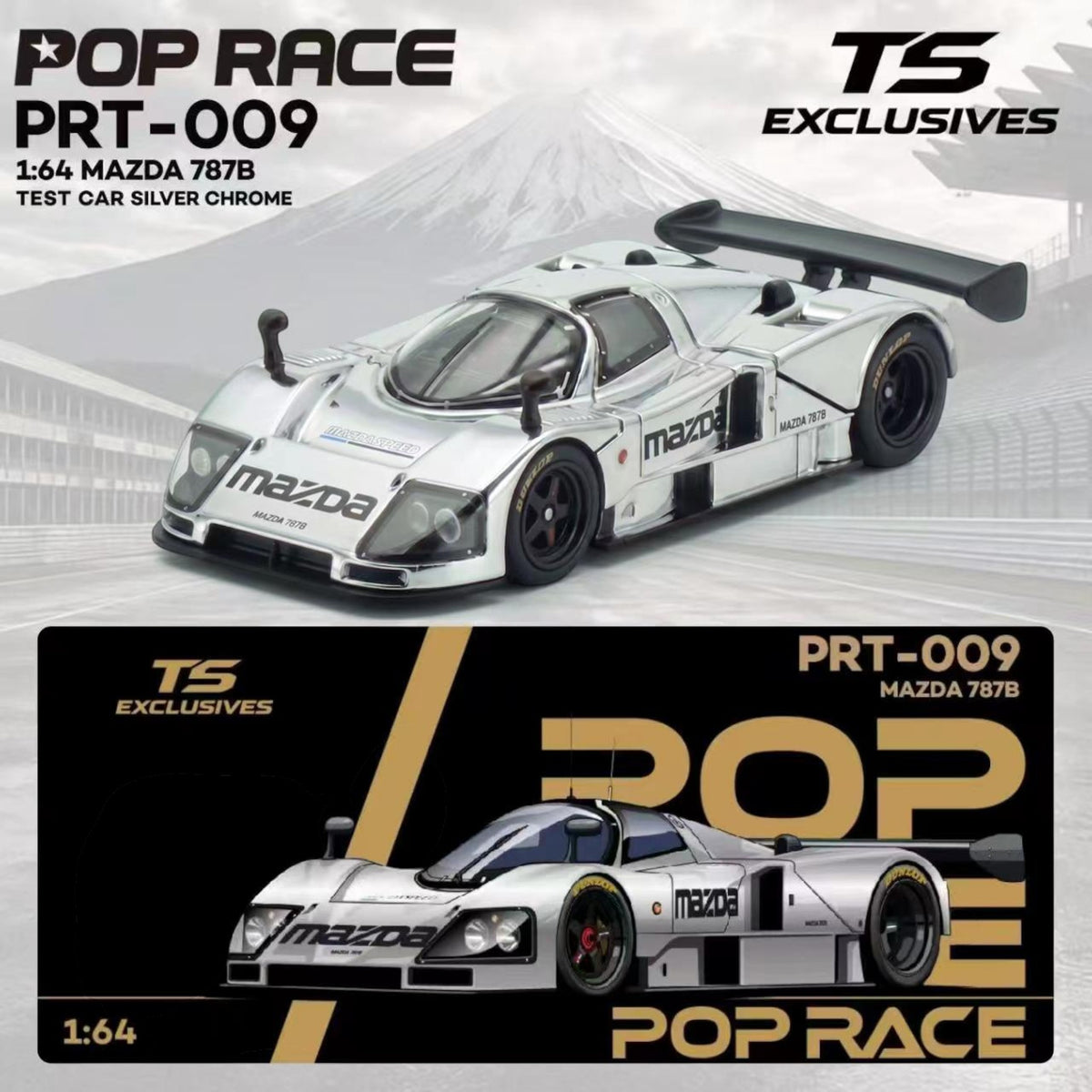 Pop Race x Tokyo Station - Pre-Order - Mazda 787B Test Car, silver-chrome - PRT009