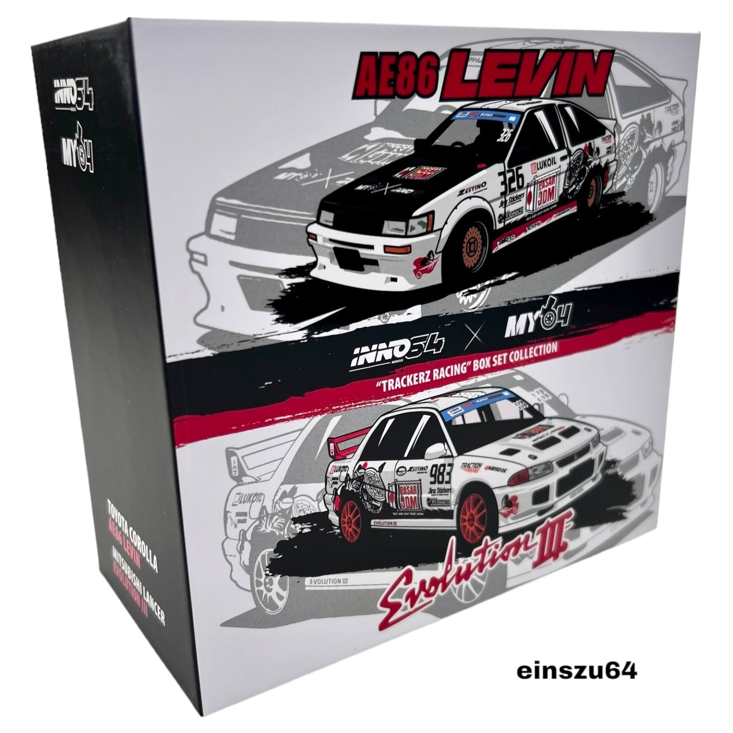 INNO64 - Toyota Corolla Levin AE86 #326 & Mitsubishi Lancer EVO III #963 *Trackerz Racing* set of 2