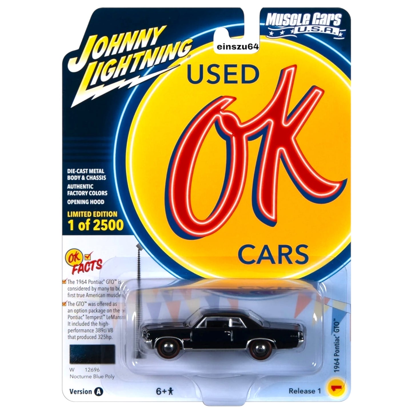 Johnny Lightning - 1964 Pontiac GTO, nocturne blue poly - 1:64 - JLSP340A