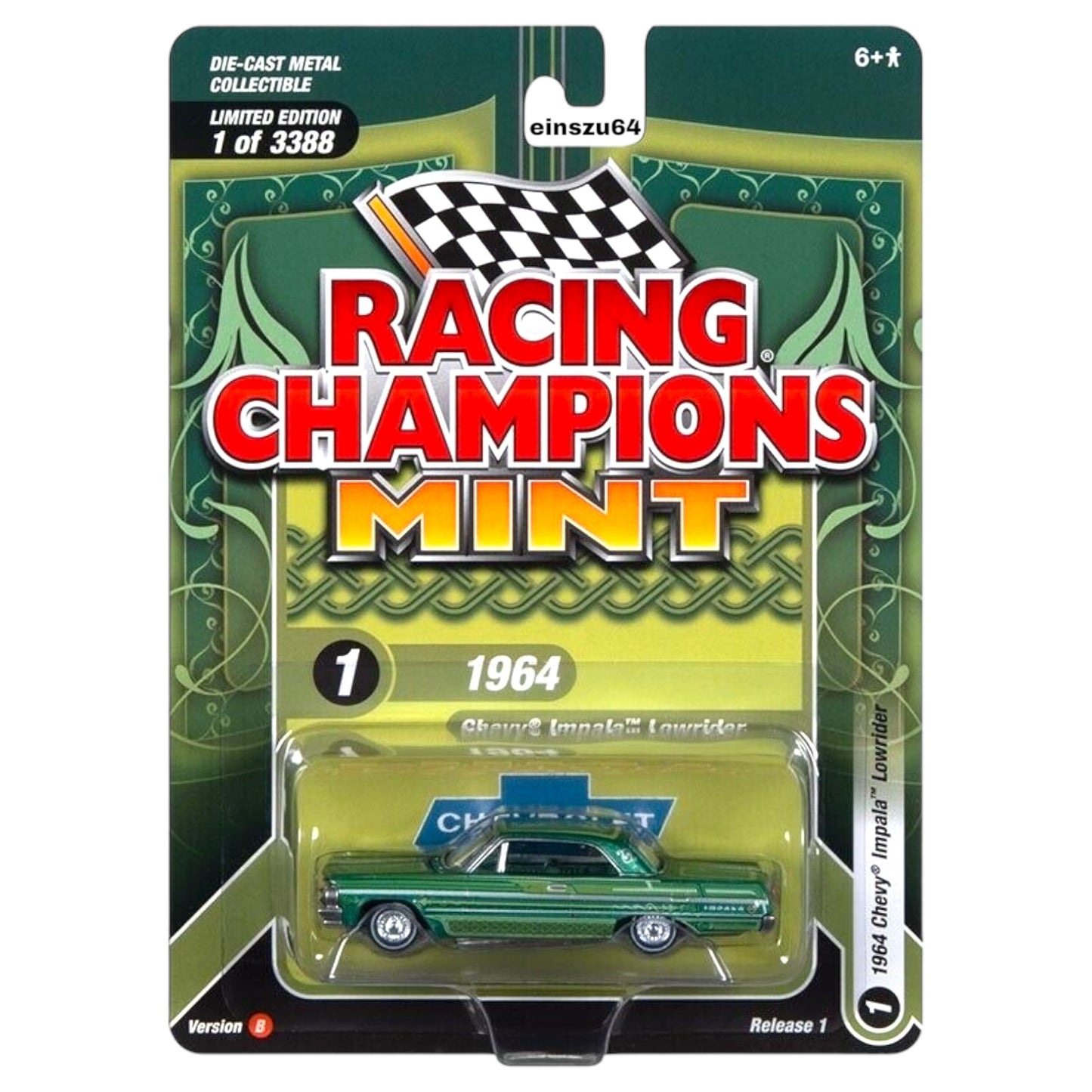 Racing Champions - 1964 Chevrolet Impala (Lowrider), metallic green - RCSP028B