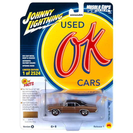 Johnny Lightning - 1967 Buick GS 400, gold mist poly with flat black roof - 1:64 - JLSP337A