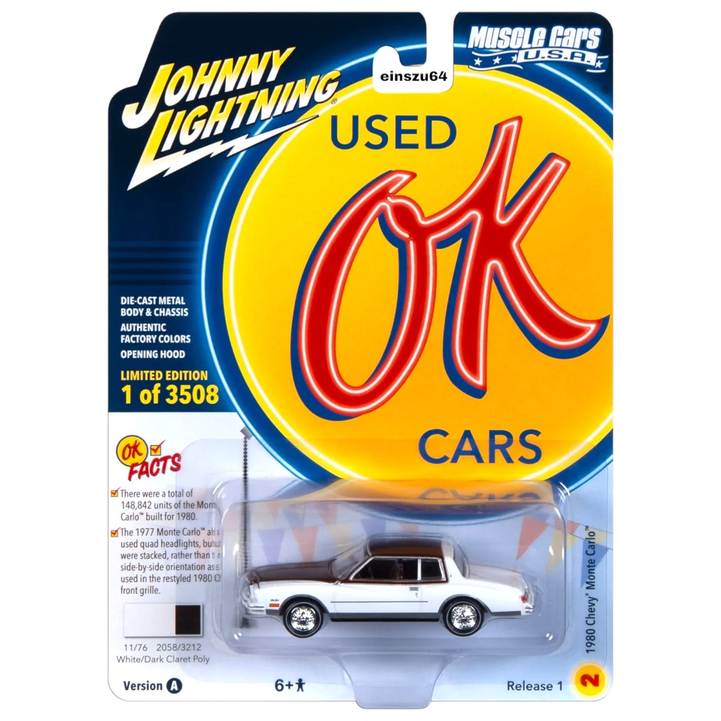 Johnny Lightning - 1980 Chevrolet Monte Carlo, gloss white - 1:64 - JLSP336A