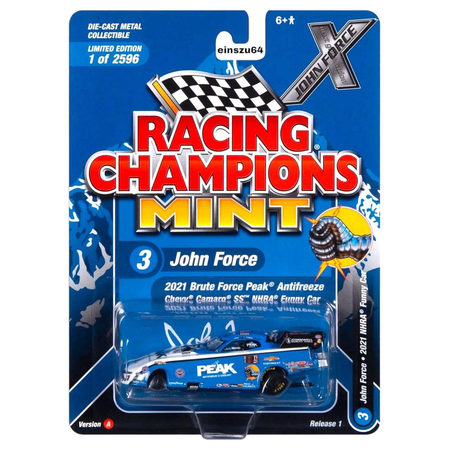 Racing Champions - John *Brute* Force Peak Antifreeze Chevrolet Funny Car, blue & white - RCSP030A