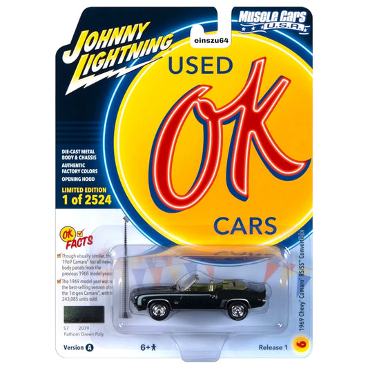 Johnny Lightning - 1969 Chevrolet Camaro RS/SS Convertible, fathom green - 1:64 - JLSP335A