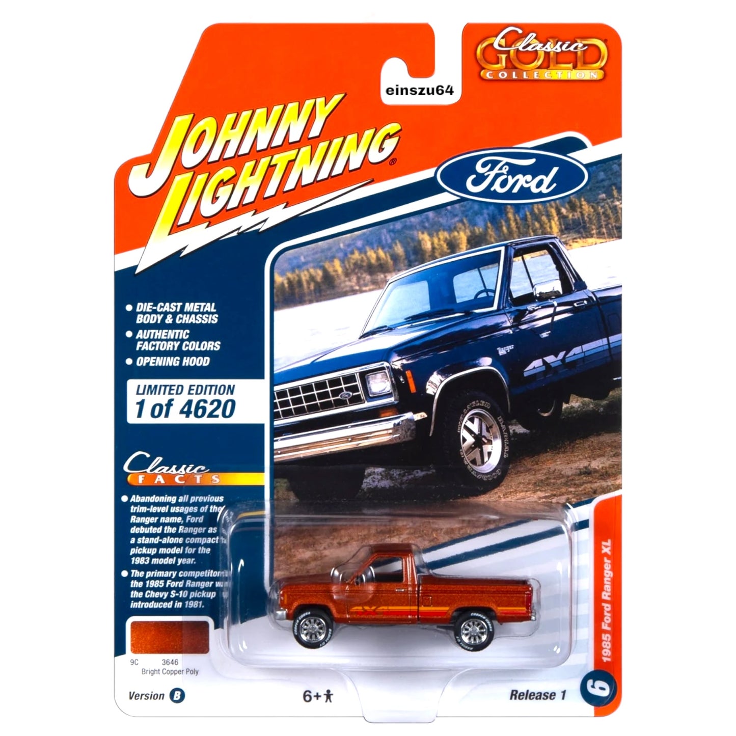 Johnny Lightning - 1985 Ford Ranger, bright copper poly - 1:64 - JLSP326B