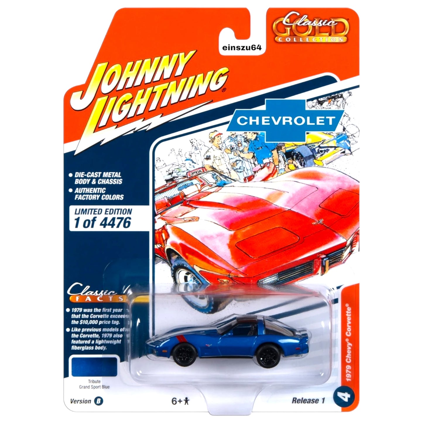 Johnny Lightning - 1979 Chevrolet Corvette, dark blue metallic - 1:64 - JLSP324B