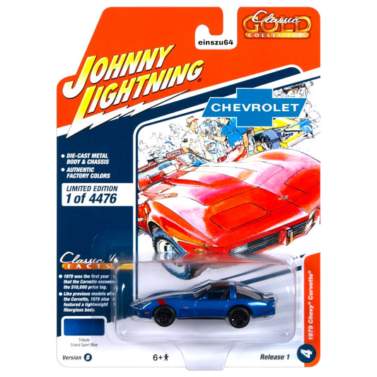 Johnny Lightning - 1979 Chevrolet Corvette, dark blue metallic - 1:64 - JLSP324B