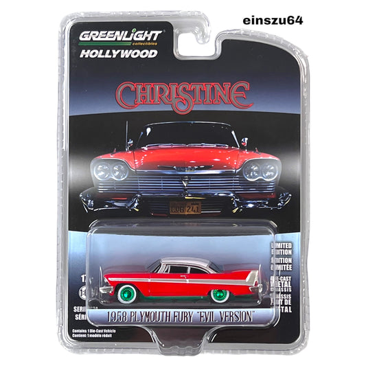 Greenlight - 1958 Plymouth Fury - "Evil Edition" - Christine - - 44840-B - Green Machine