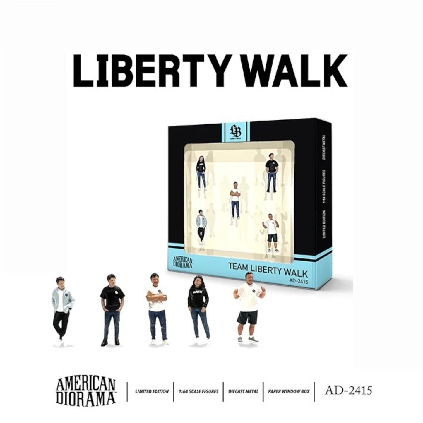 American Diorama - Team Liberty Walk Figure set of 5 Figures - AD-2415MJ - Mijo Exclusice 1:64