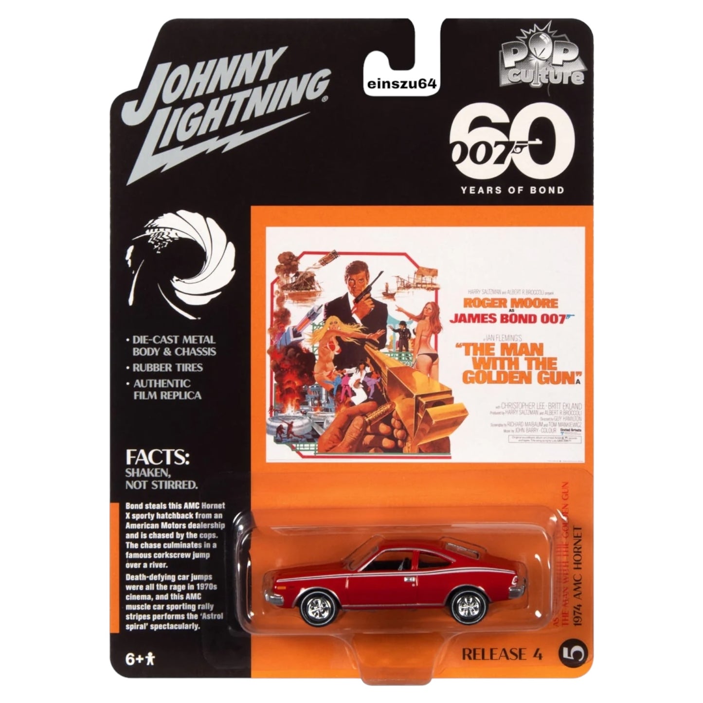 Johnny Lightning - 1974 AMC Hornet, red with White Stripes - James Bond - JLSP267 - 1:64