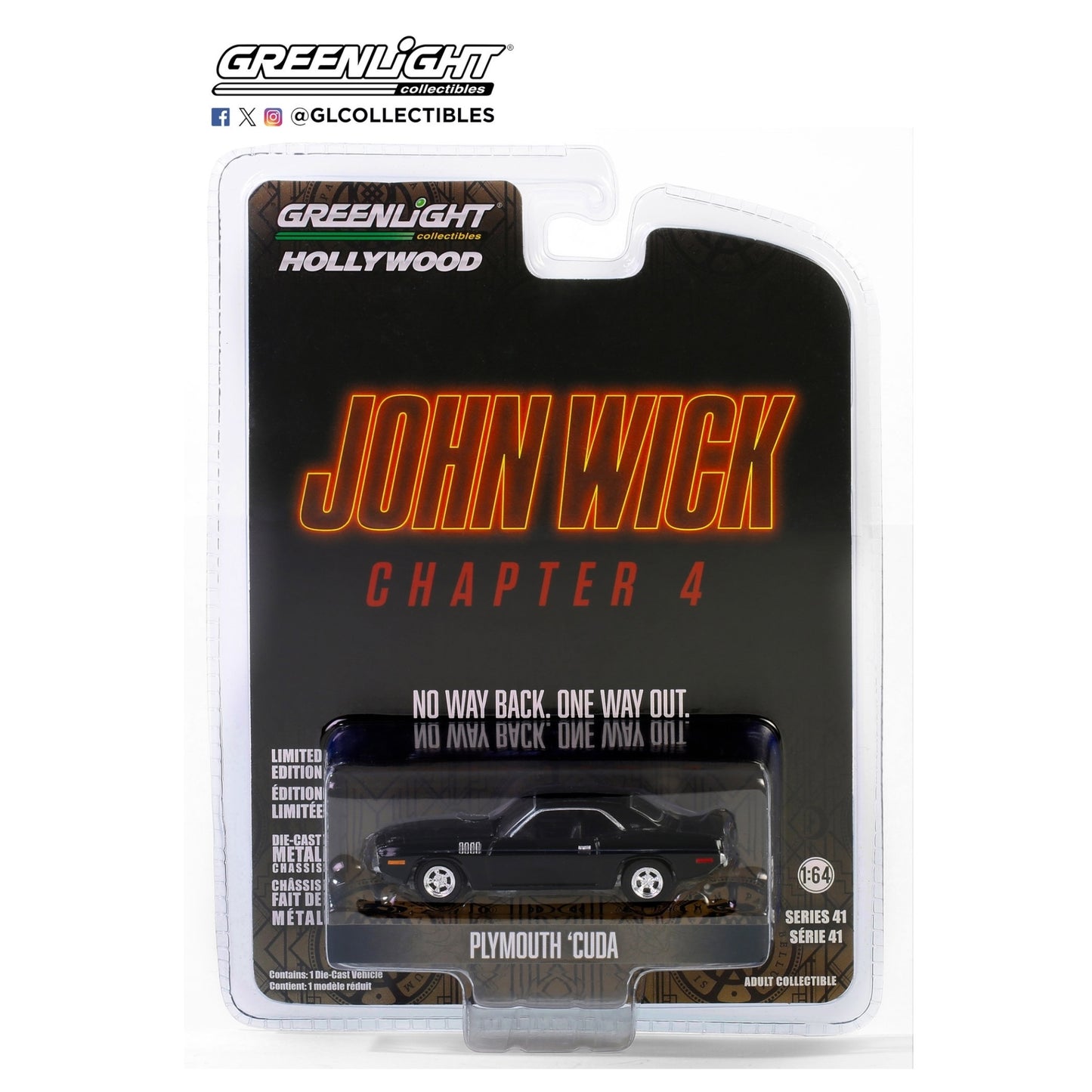 Greenlight - 1971 Plymouth Cuda - John Wick Chapter 4 (2023) - 62020-F - Hollywood 41 - 1:64