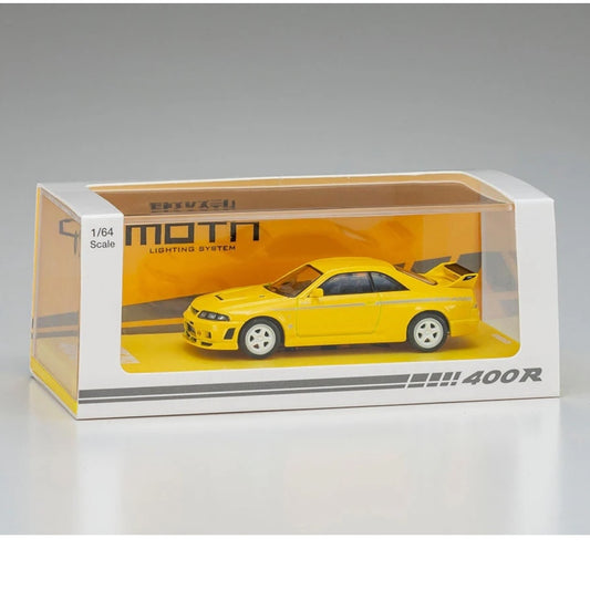 Kyosho - Nissan Skyline GT-R (R33) Nismo 400R - Yellow (MOTN LED Base Compatible) - 07128LY