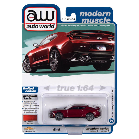 AUTO WORLD - 2022 Chevrolet Camaro ZL1, Wild Cherry - 1:64 - AWSP138A