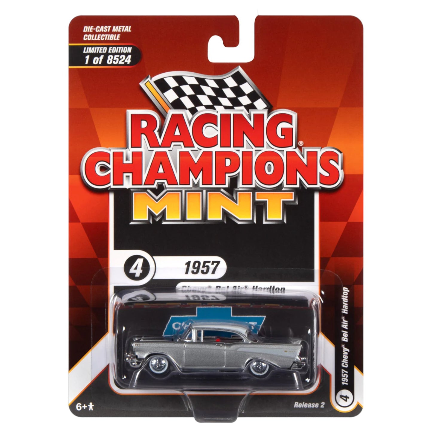 Racing Champions - 1957 Chevrolet Bel Air Hardtop, Inca Silver/White - RCSP023