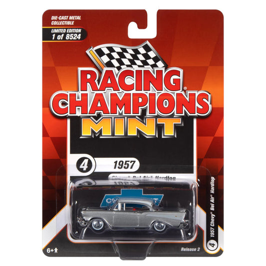 Racing Champions - 1957 Chevrolet Bel Air Hardtop, Inca Silver/White - RCSP023