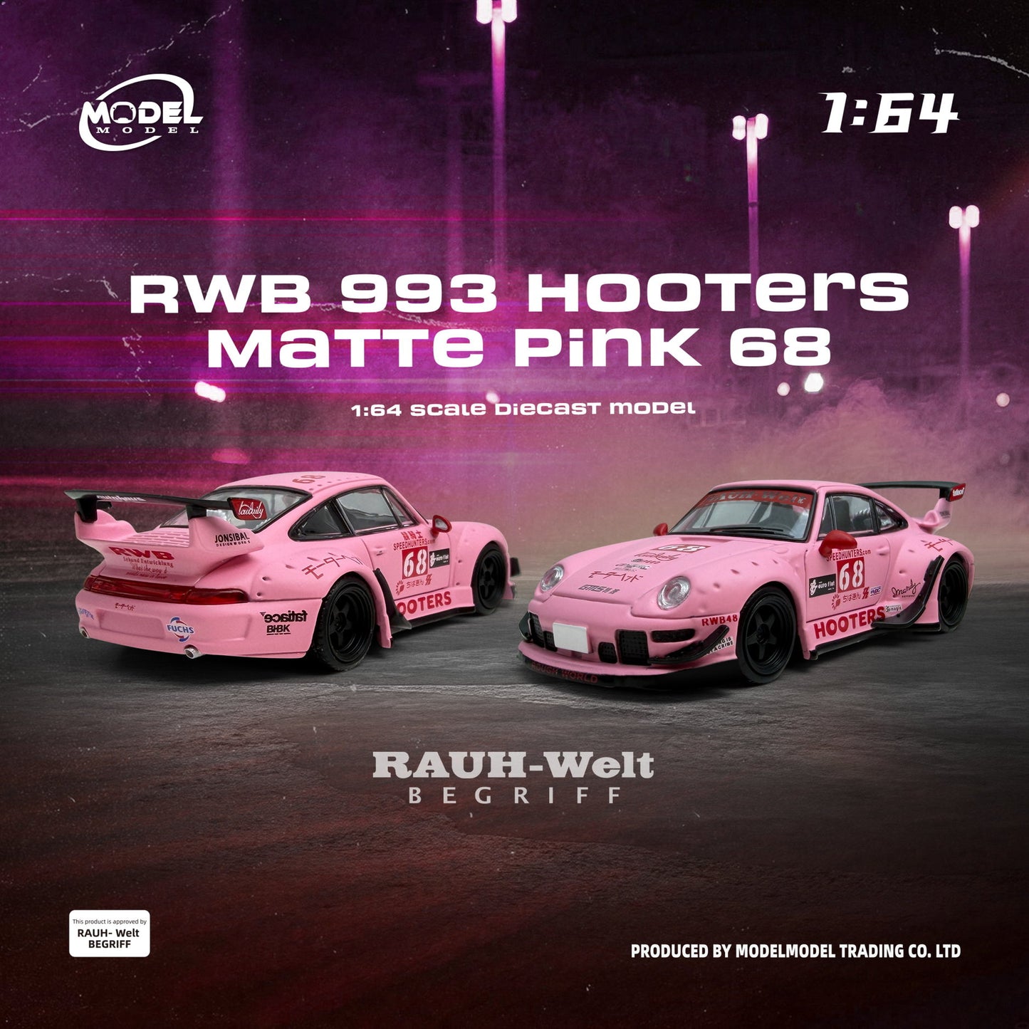 ModelModel - Pre-Order - RWB 993 Hooters Matte Pink 68 - MM64-RWB993-013
