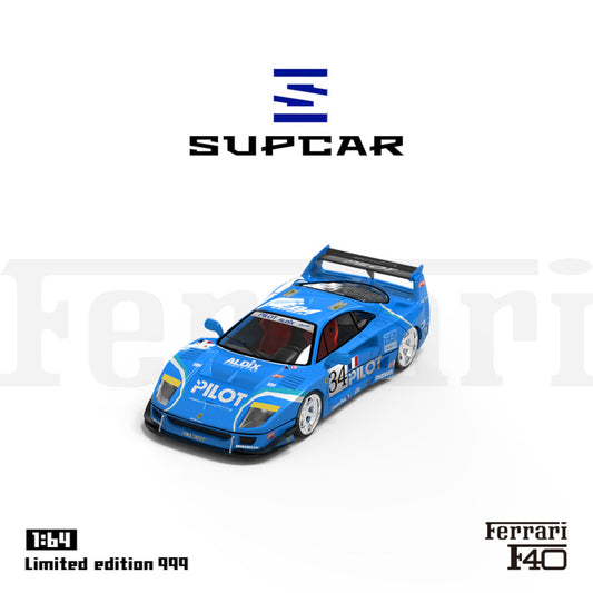 SuperCar Models - Pre-Order - Ferrari F40, blue - Pilot - SC64015