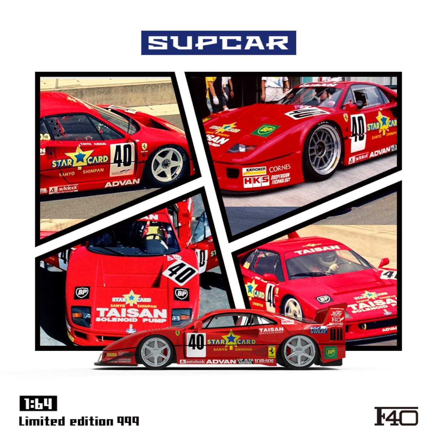 SuperCar Models - Pre-Order - Ferrari F40 Taisan Racing, red - SC64035