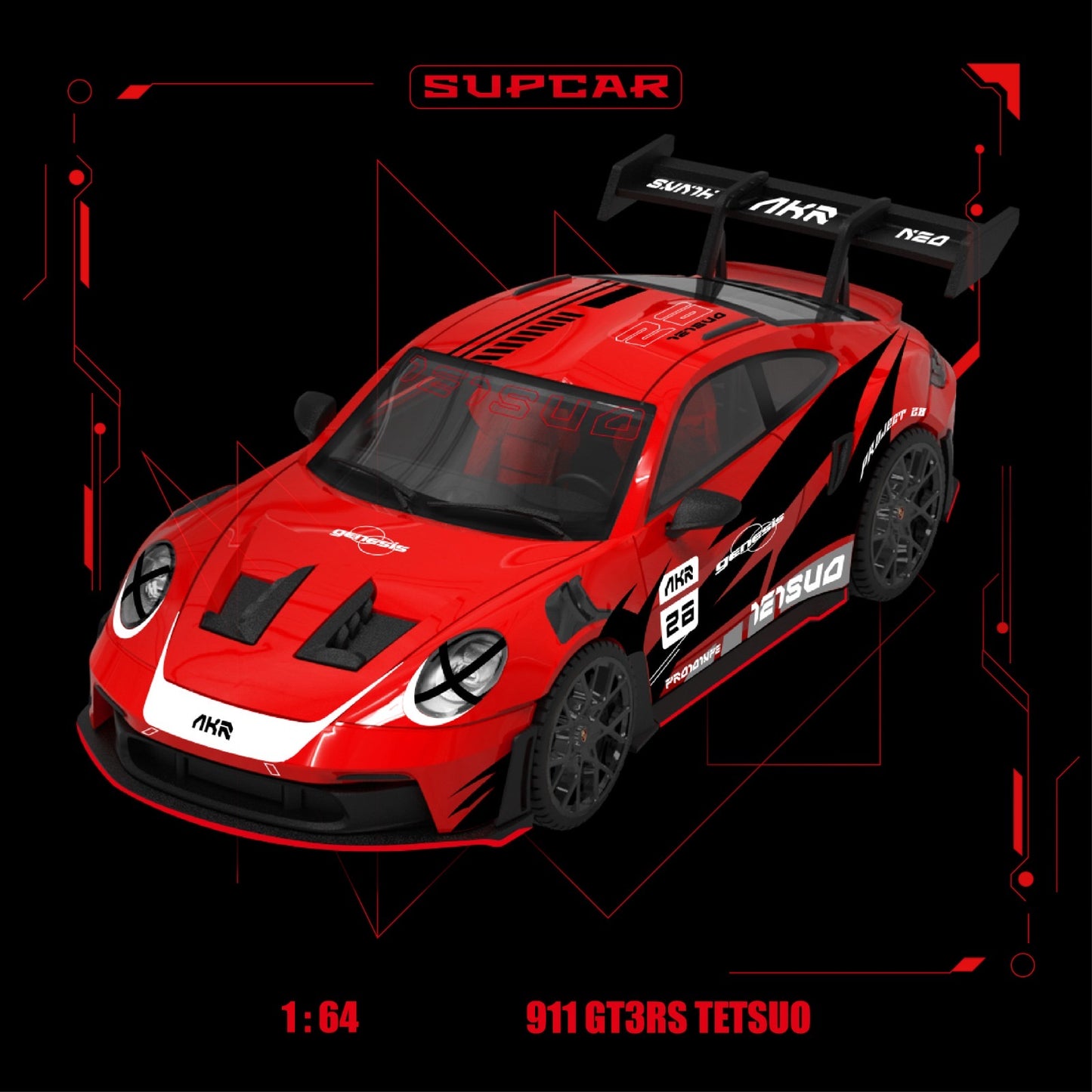 SuperCar - Pre-Order - Porsche 911 GT3 RS - Akira Red Hot Iron Bull - SC644650