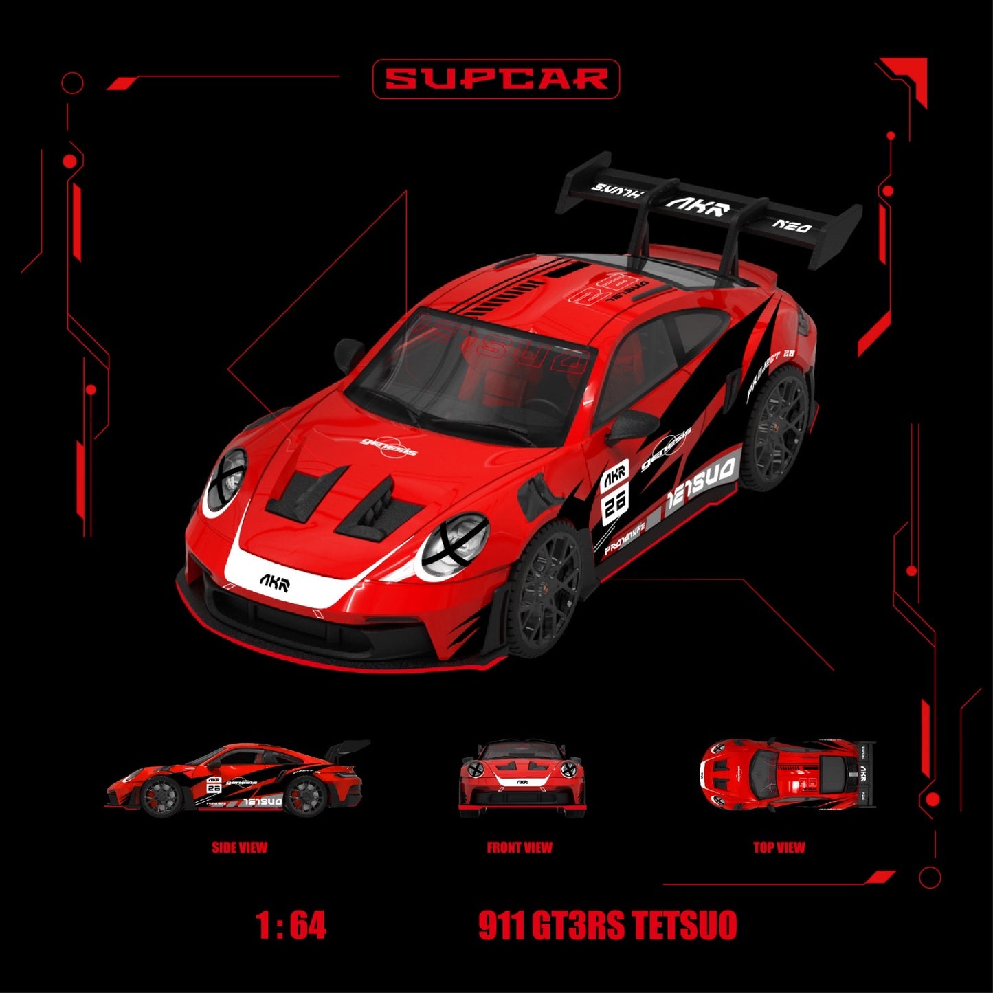 SuperCar - Pre-Order - Porsche 911 GT3 RS - Akira Red Hot Iron Bull - SC644650