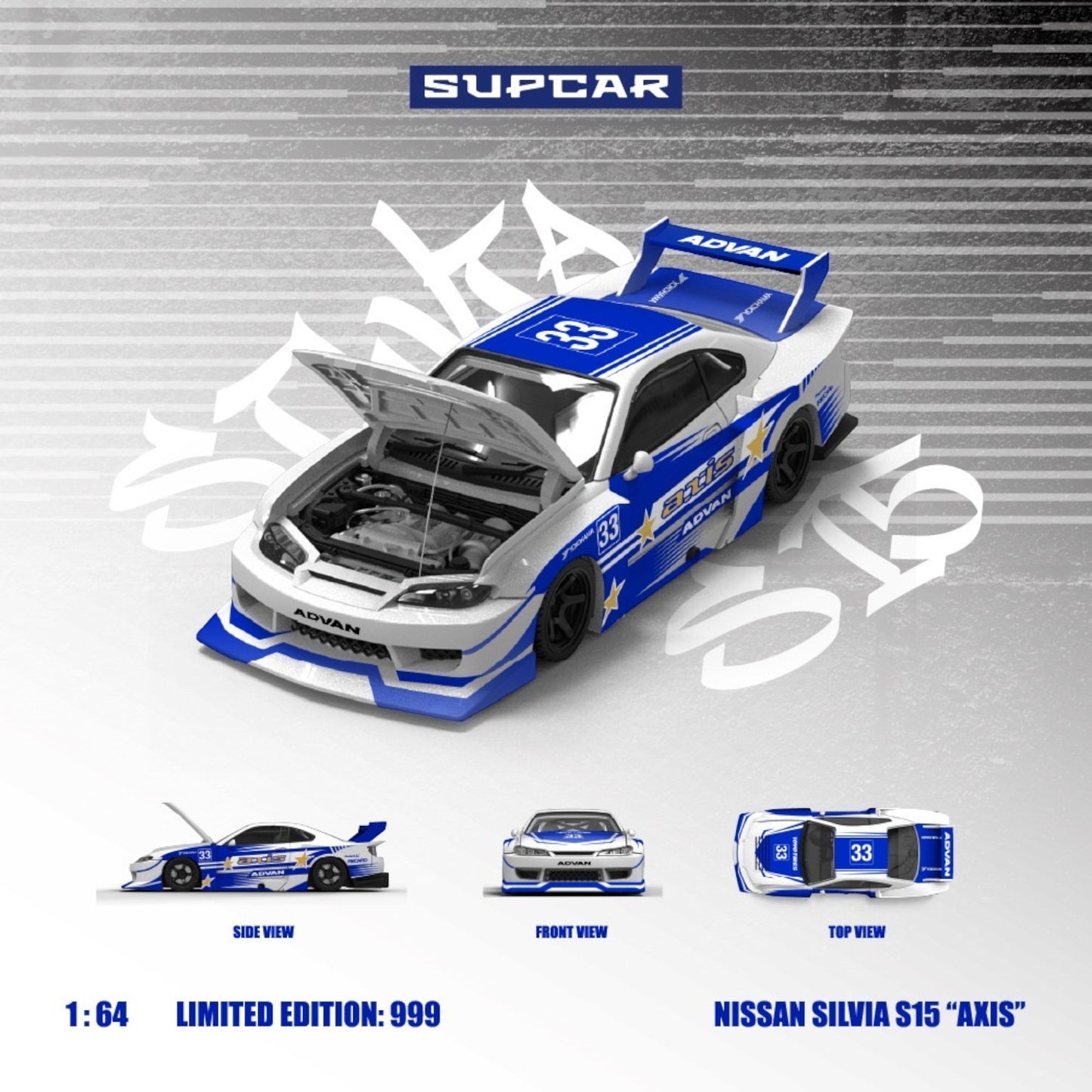 SuperCar - Pre-Order - Nissan SILVIA S15 'AXIS' 33, blue - SC646011