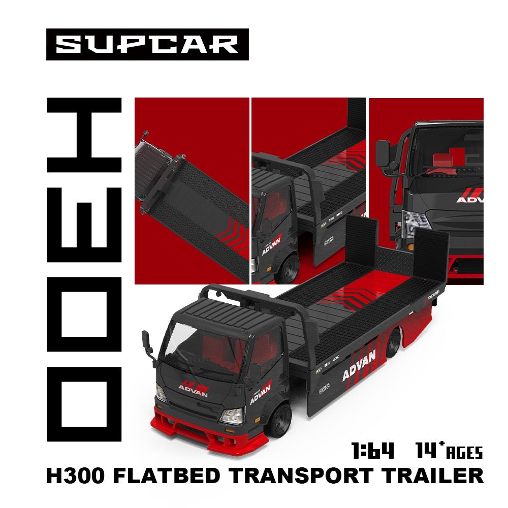 Pre-Order bis 11.06.2026 - SuperCar - H300 Flat Transport Trailer Truck - Advan - SC647241